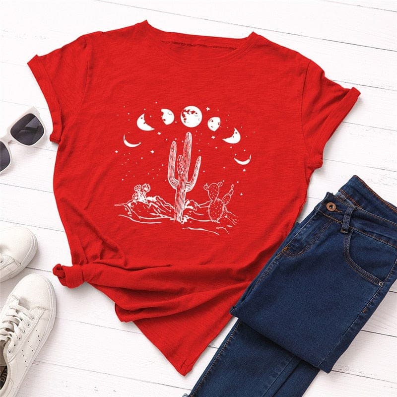 Moon Phases Loose Cotton T-Shirt