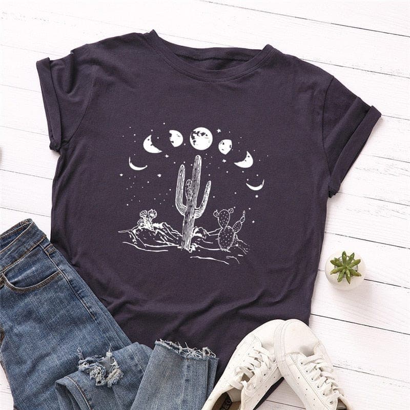 Moon Phases Loose Cotton T-Shirt