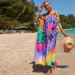 Robe de plage à imprimé tie-dye Woodstock