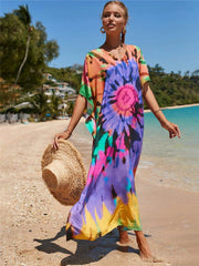 Robe de plage à imprimé tie-dye Woodstock