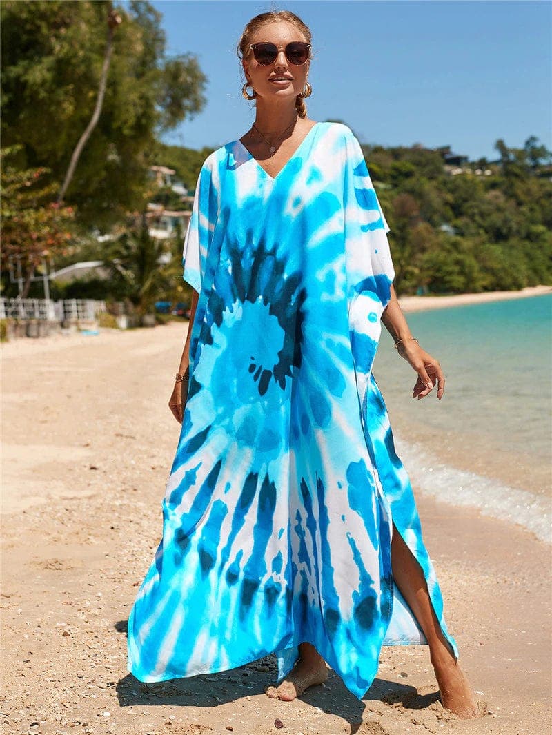 Robe Haily à col en V et imprimé tie-dye