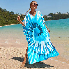 Robe Haily à col en V et imprimé tie-dye