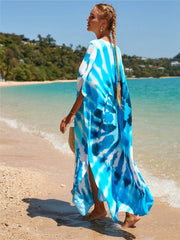 Robe Haily à col en V et imprimé tie-dye