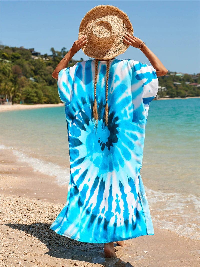 Robe Haily à col en V et imprimé tie-dye