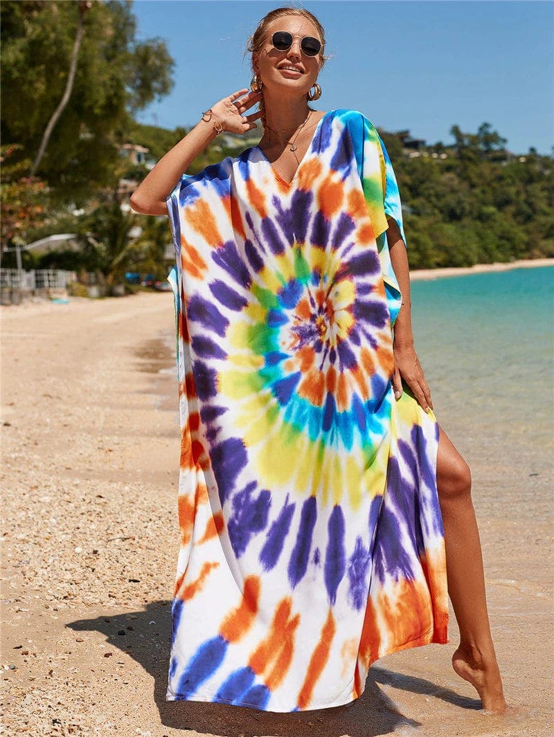 Robe à imprimé tie-dye arc-en-ciel