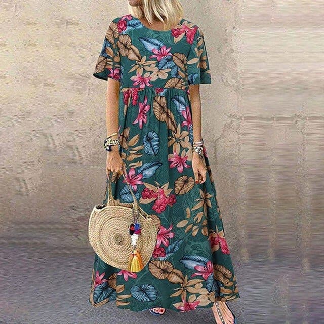 Nemira Boho-Maxikleid mit kurzen Ärmeln