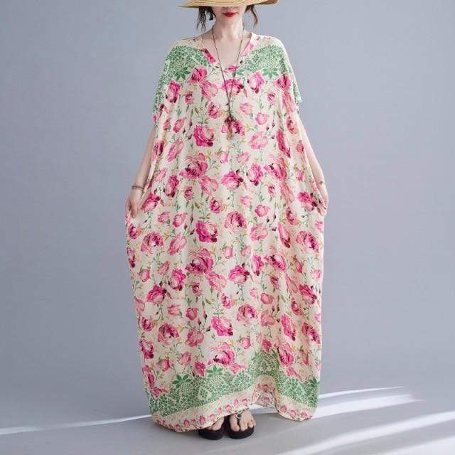 Ninon Rosa Blumen-Kaftan-Kleid