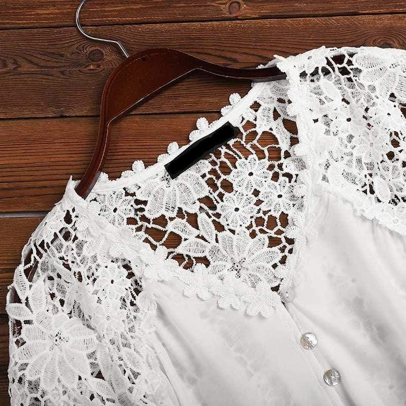 Boho Chic V Neck Floral Lace Blouse