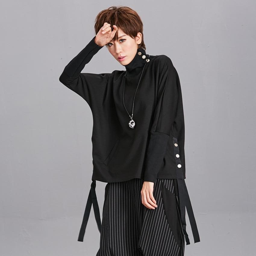 Black Turtleneck Long Sleeve Shirt | Millennials