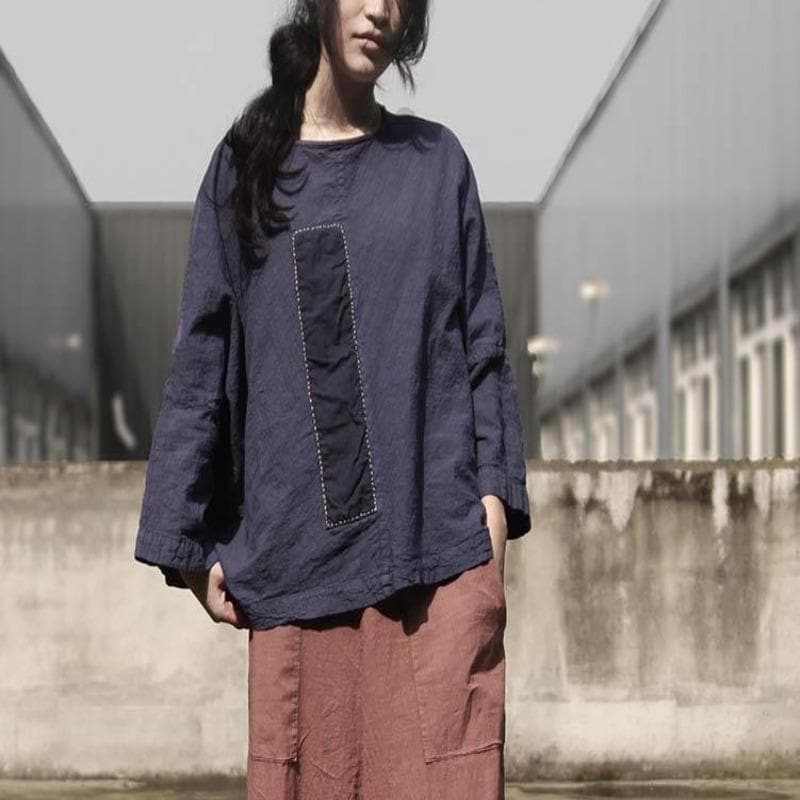 Blue Cotton and Linen Top | Lotus