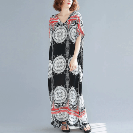 Kaftankleid mit Tribal-Mandala