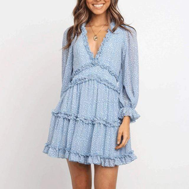 Robe bohème à volants et manches bouffantes Mabel