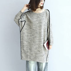 fall fashion 2021 casual knit cotton dresses light gray long sleeve sweater dress