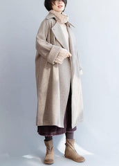 Manteau en laine kaki pour femme, coupe ample, manches évasées, vestes et manteaux, vestes d'hiver