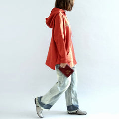 oversized red hoodies casual cotton pullover tops warm winter dress