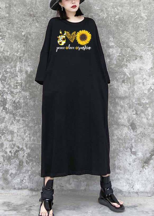 Robe longue noire Love Sunflower Tenues de style urbain