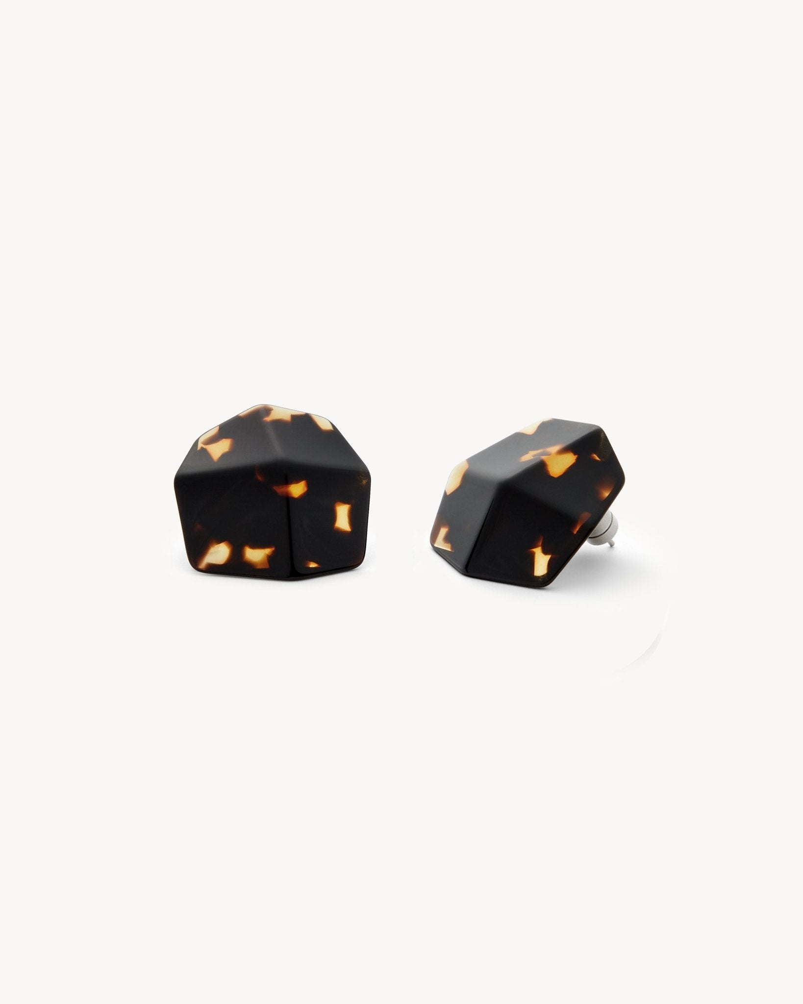 Sculpture Studs in Dark Tortoise