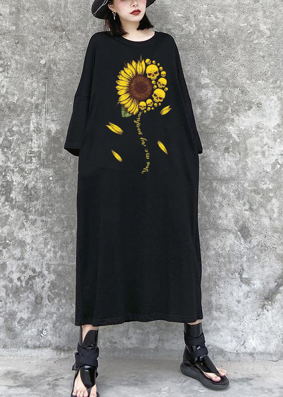 Robe longue noire Love Sunflower Tenues de style urbain