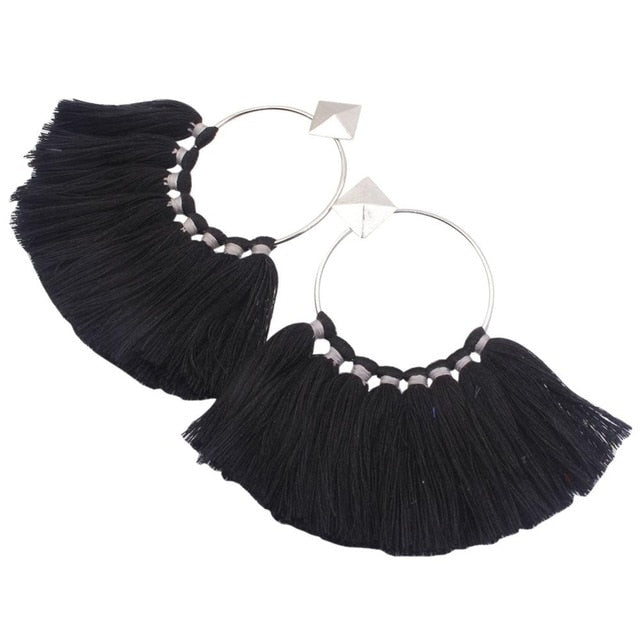 Bohemia Ethnic Tassels Circle Earrings