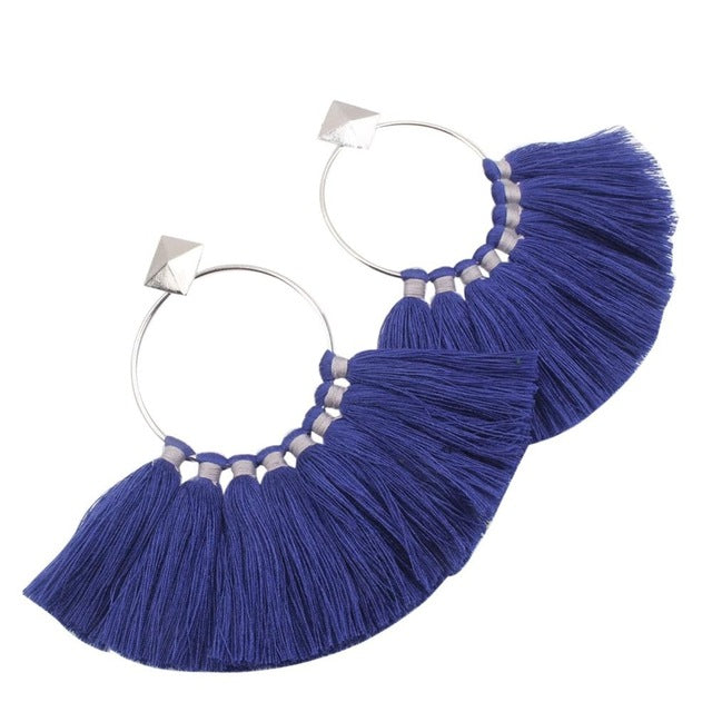 Bohemia Ethnic Tassels Circle Earrings