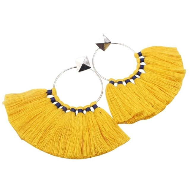 Bohemia Ethnic Tassels Circle Earrings