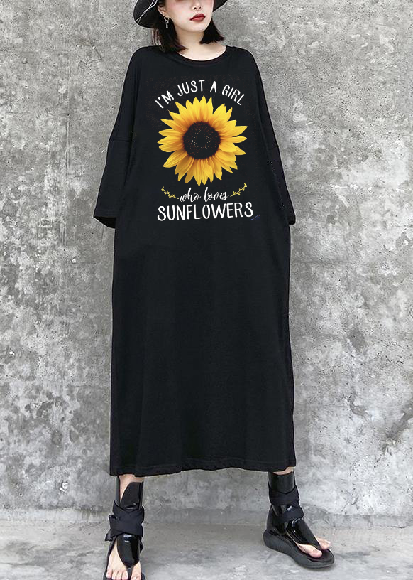 Robe longue noire Love Sunflower Tenues de style urbain